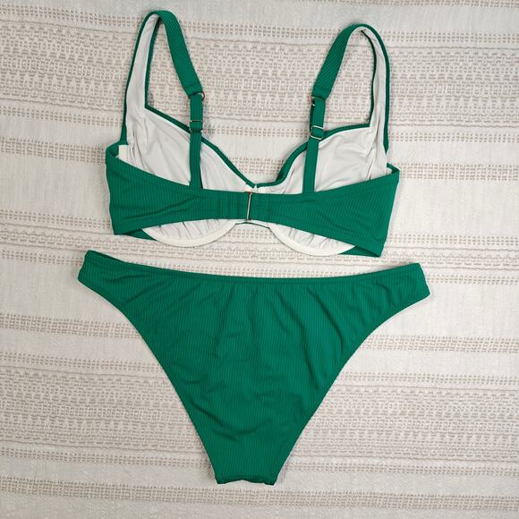 Shade & Shore Green 2-Piece Bikini Swimsuit Size XL/38DD Underwire Top NEW - Picture 2 of 5